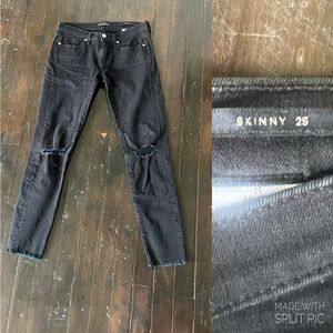 Banana Republic Distressed Mid Rise Black Skinny Jeans Size 25